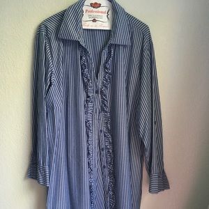 Harve Benard  front ruff button down Womens shirt